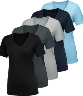 5/7 Pack Workout Shirts for Women, Moisture Wicking Quick Dry Active Athletic Women's Gym Performance T Shirts