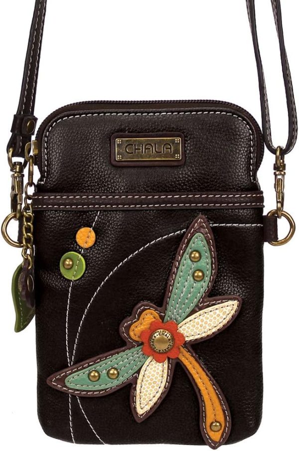 Cell Phone Crossbody Purse-Women PU Leather/Canvas Multicolor Handbag with Adjustable Strap