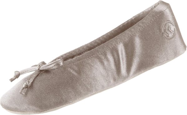 Women's Satin Ballerina Slippers with Soft Tie Bow and Suede Sole