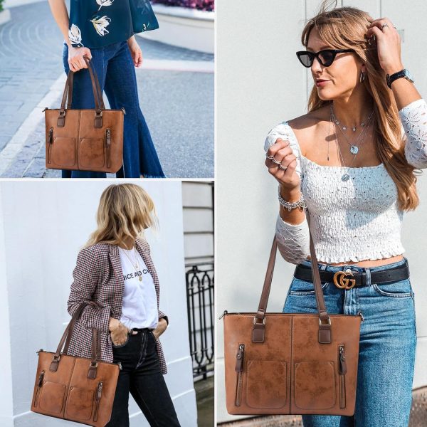Purses Tote Bag for Women, Handbags Large Shoulder Bag, Leather Work Bags with Multi-Pockets, Designer Hobo Satchel - Image 6